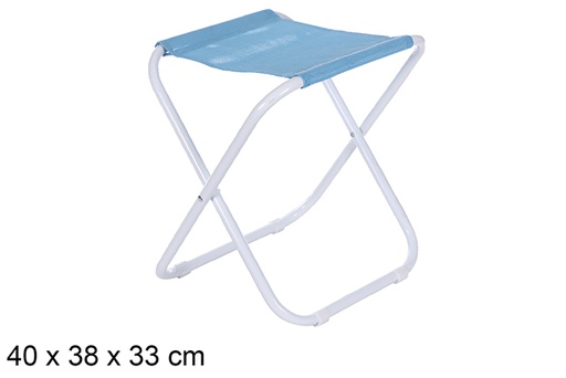 [108418] Tabouret de plage en métal blanc Fibreline bleu