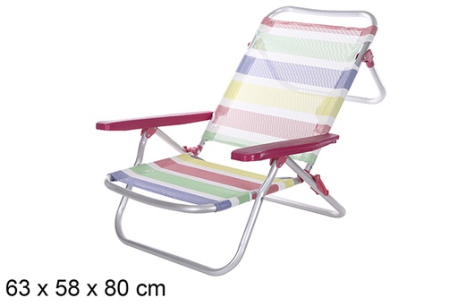 [108419] Silla playa aluminio Fibreline rayas colores con asas