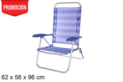 [108423] Fibreline aluminum beach chair with blue/white stripes