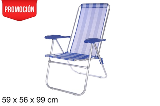 [108426] Fibreline aluminum beach chair with blue/white stripes