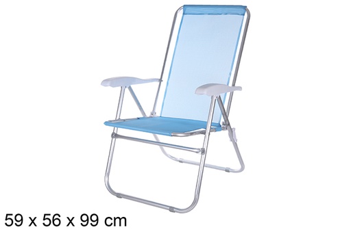 [108427] Silla playa aluminio Fibreline azul