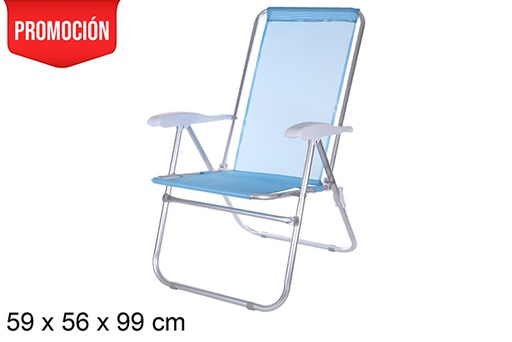 [108427] Silla playa aluminio Fibreline azul