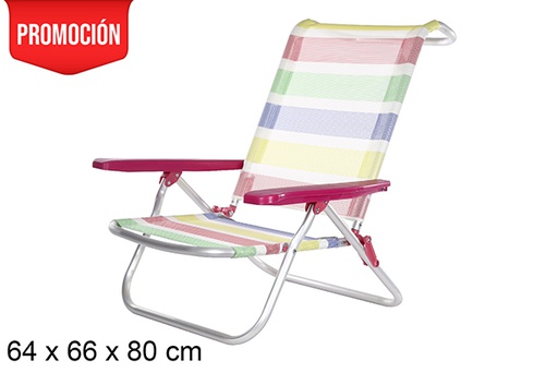 [108428] Fibreline aluminum beach chair with colorful stripes
