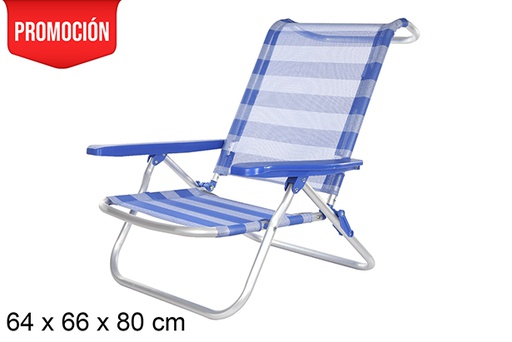 [108429] Fibreline aluminum beach chair blue/white stripe