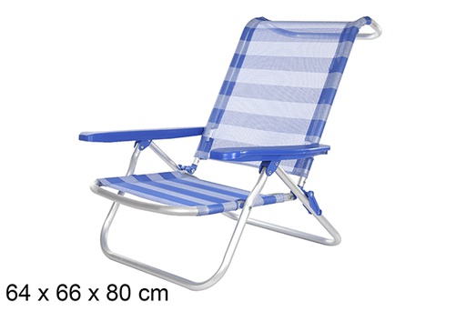 [108429] Silla playa aluminio Fibreline raya azul/blanco