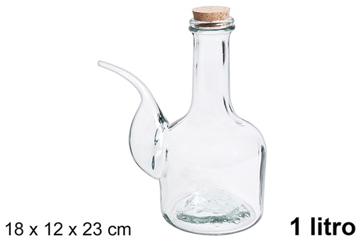 [107434] Glass barrel with cork stopper 1 l.