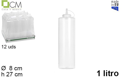 [102768] Transparent plastic sauce bottle with lid 1 l.