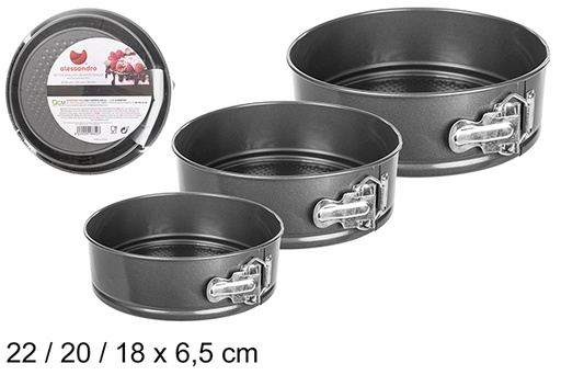 [108352] Pack 3 detachable round non-stick molds 18/20/22 cm