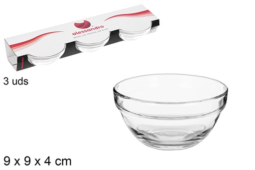 [108009] Pack 3 bowl cristal 9 cm