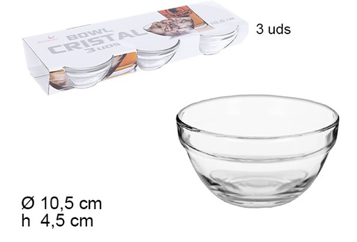 [108010] Pack 3 ciotole in vetro 10,5 cm
