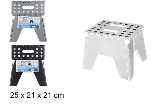 [108375] Taburete plástico plegable tres colores surtidos 21 cm