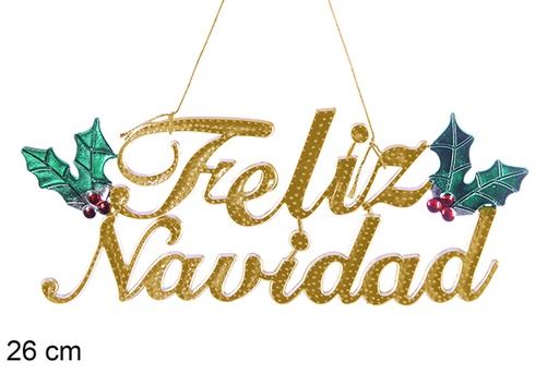 [110198] Gold Feliz Navidad sign 26 cm  