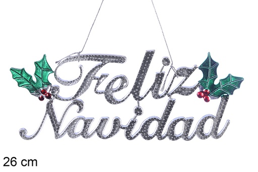 [110199] Letrero Feliz Navidad plata 26 cm