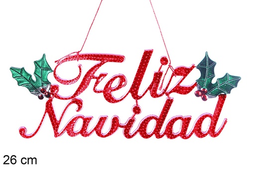 [110200] Red Feliz Navidad sign 26 cm 