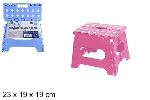 [108368] Folding plastic stool two assorted colors 19 cm