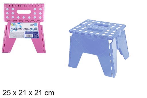 [108369] Folding plastic stool two assorted colors 21 cm