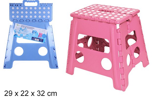 [108372] Folding plastic stool two assorted colors 32 cm