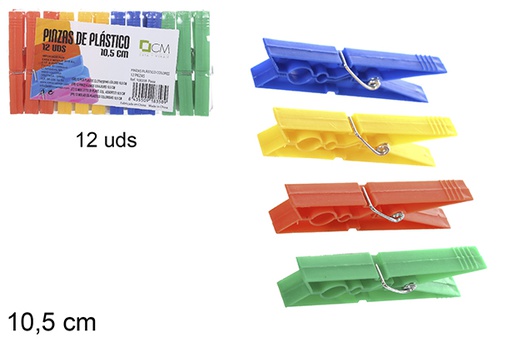 [108358] Pack 12 colored plastic clips 10,5 cm