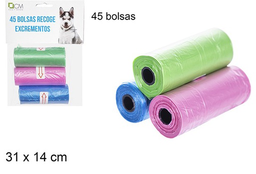 [108030] Dog waste bags assorted colors 45 units