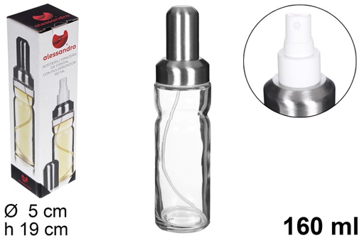 [107971] Aceitera/vinajera redonda cristal con pulverizador 160 ml