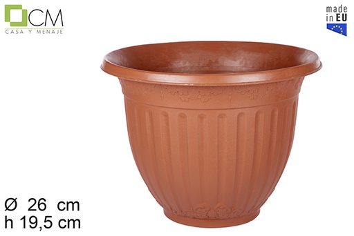 [102916] Pot en plastique en terre cuite décoré 26 cm