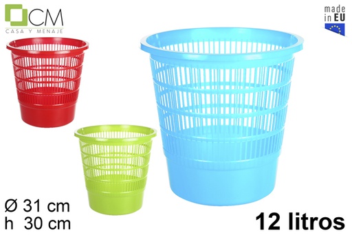 [109842] Pattumiera plastica tonda colori assortiti 12 l.