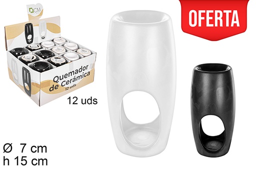 [108670] Bruciatore tondo in ceramica bianco/nero 15 cm