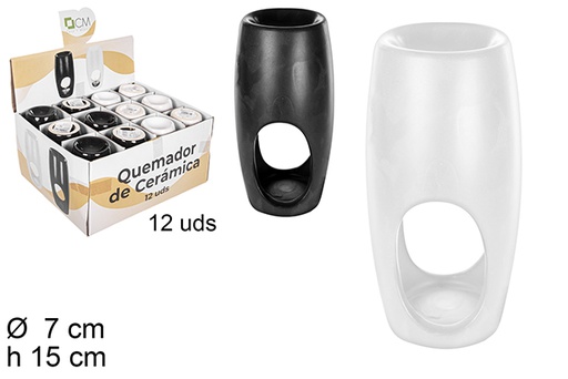 [108670] Round ceramic burner white/black 15 cm