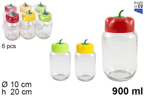 [108004] Vaso in vetro con coperchio pepe 900 ml