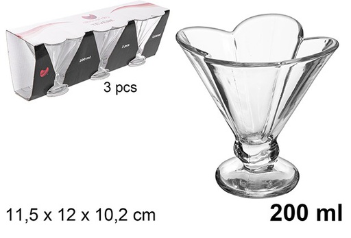 [107831] Pack 3 glass cup for ice cream Tevere 200 ml