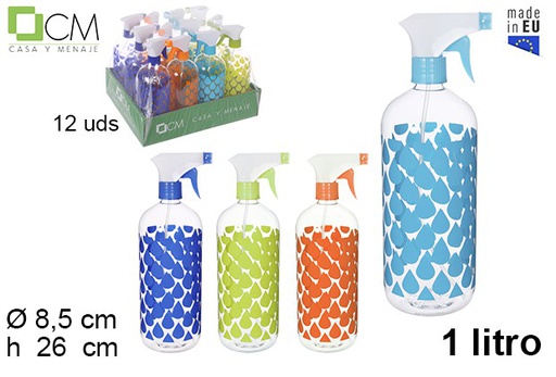 [109243] Garrafa de plástico com decoração de gotas pulverizador 1 l.