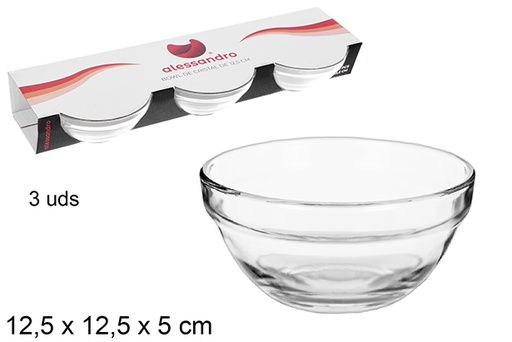 [108999] Pack 3 bowl cristal 12,5 cm