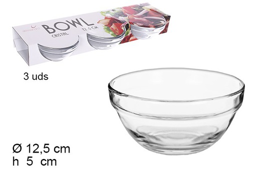 [108999] Pack 3 ciotole in vetro 12,5 cm