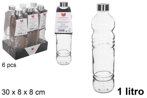 [107912] Botella cristal tapón metal 1 litro