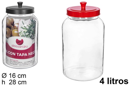 [109021] Glass jar black/red lid 4 l.