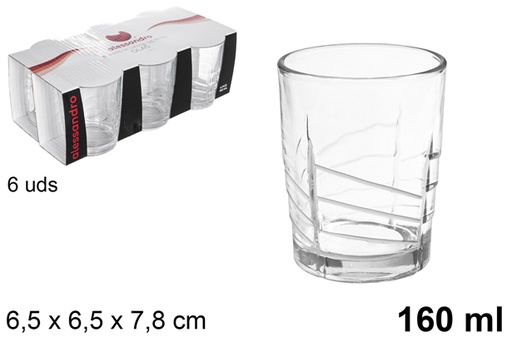 [109012] Pack 6 vaso cristal agua olas 160 ml