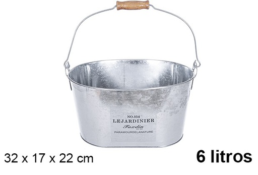 [110172] Cubo metal ovalado decorado 6 l.