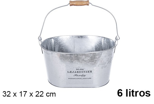 [110172] Decorated oval metal bucket 6 l.