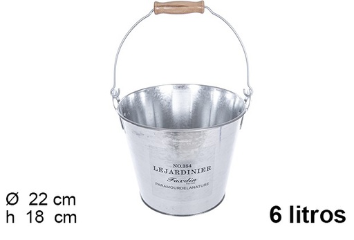 [110173] Decorated round metal bucket 6 l.