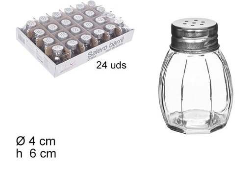 [107911] Glass salt shaker with metal cap 6 cm