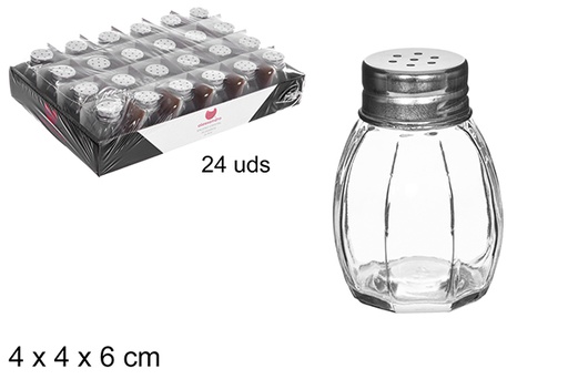 [107911] Salière en verre avec couvercle en acier 55 grammes