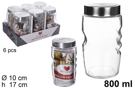 [109186] Bocal en verre avec couvercle en acier 800 ml