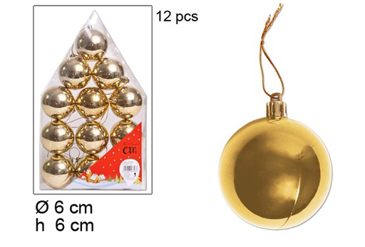 [046646] Pack 12 bauble in shiny gold house 60 mm