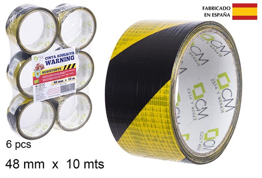 [110456] Strong Yellow/Black Warning Tape 48 mm x 10 m