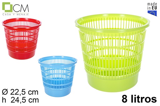 [109662] Pattumiera plastica tonda colori assortiti 8 l.