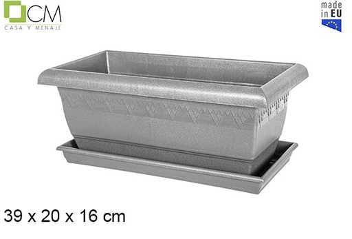 [110499] Jardinera Elsa con plato gris 39 cm