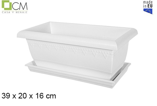 [110500] Jardinera Elsa con plato blanca 39 cm