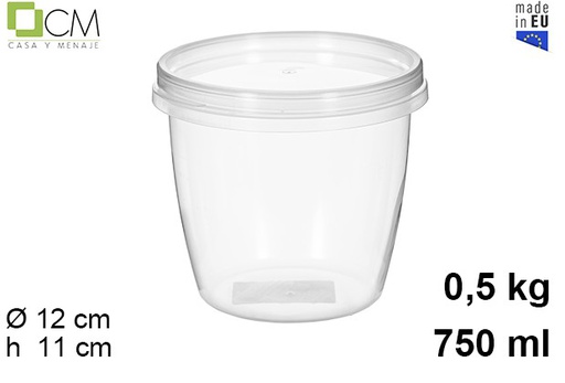 [110458] Récipient ovale multi-usages en plastique avec couvercle hermétique 750 ml (0,5 kg)