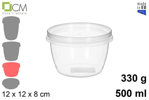 [110459] Envase plástico multiusos ovalado con tapa hermética 500 ml (0,33 kg)