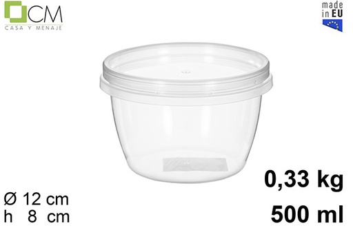 [110459] Récipient ovale multi-usages en plastique avec couvercle hermétique 500 ml (0,33 kg)